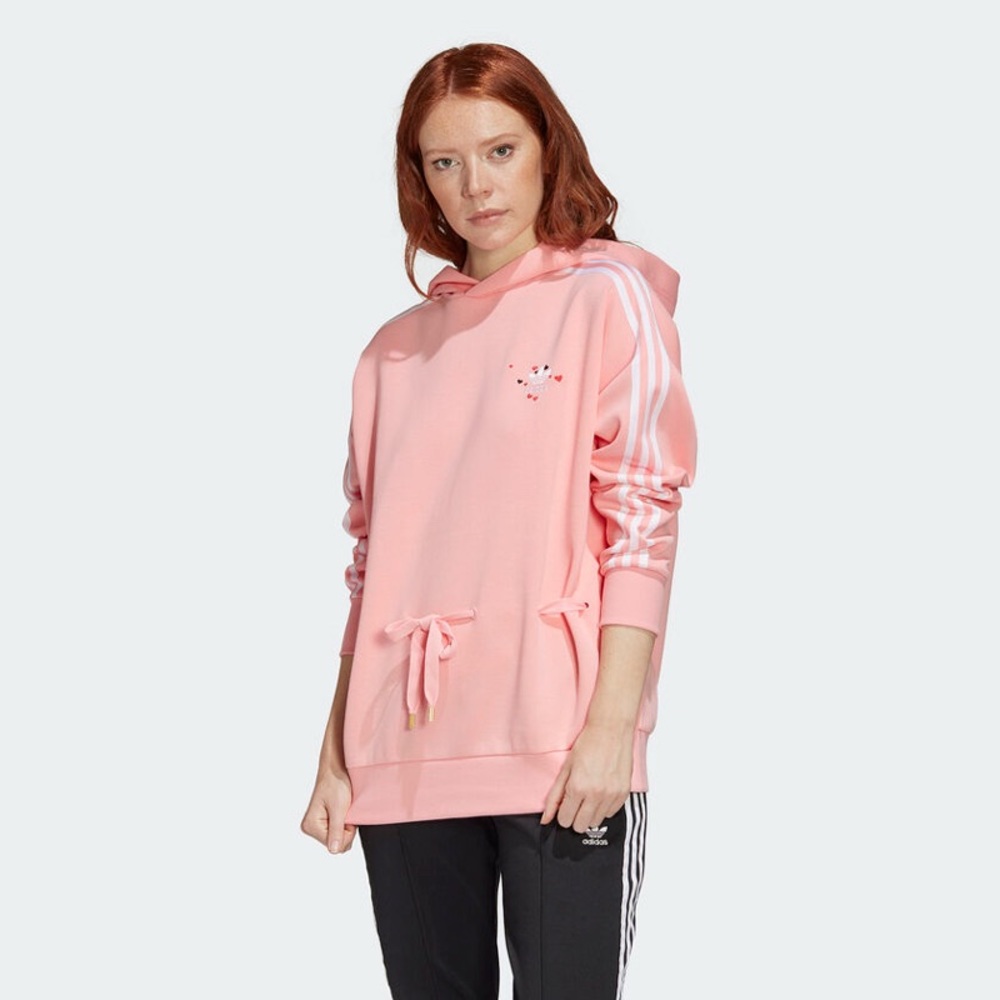 Adidas Originals‎ Valentine's Day pink hoodie multicolored heart motif Size XL